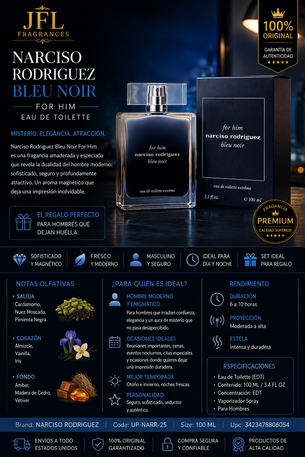 Narciso Rodriguez Blue Noir For Him EDT